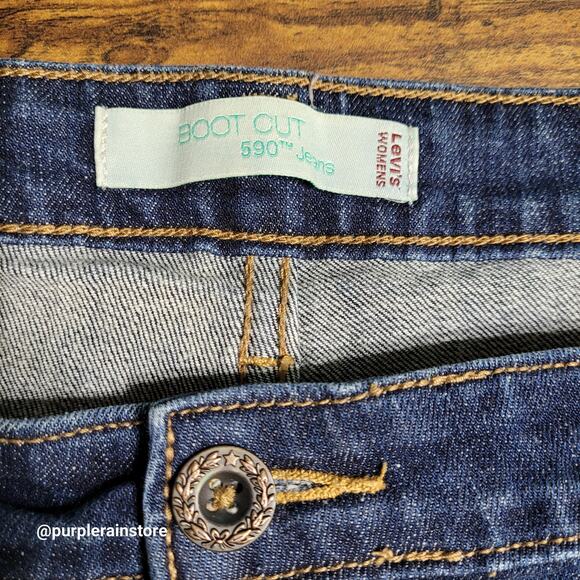 Levi's Jeans 20 S Bootcut 590 High Rise Thick Stitch Medium Dark Wash Denim - Picture 4 of 12